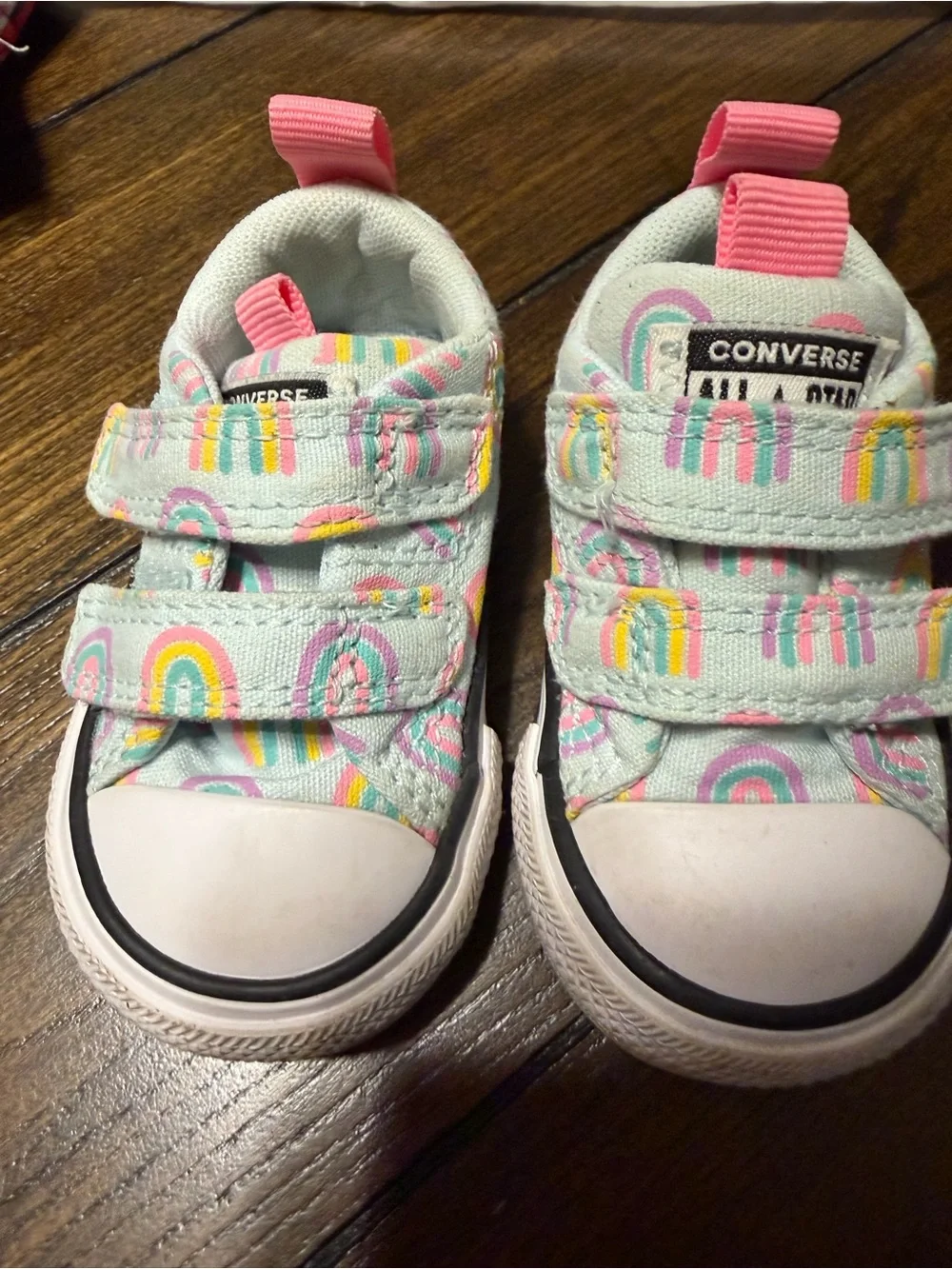 Converse Kids Mint Rainbow Velcro Sneakers sz2